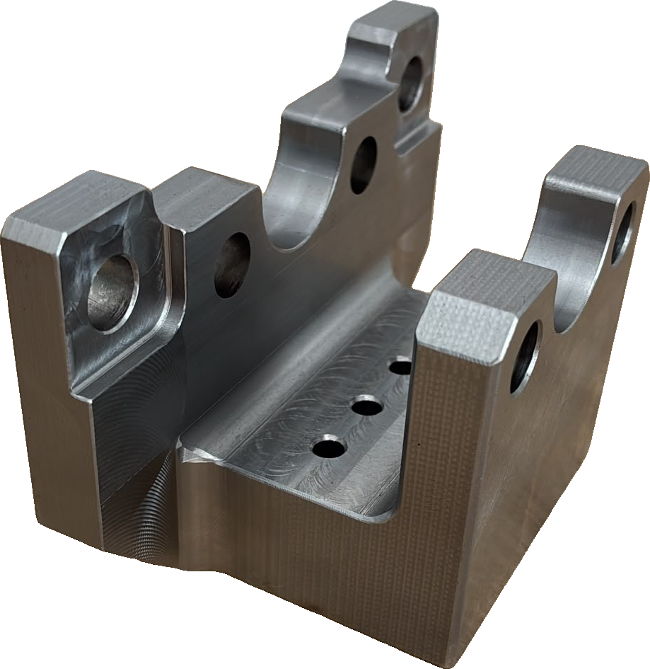 Soporte-bancada con alojamientos — mecanizado CNC en Mecanizados Baixo Miño