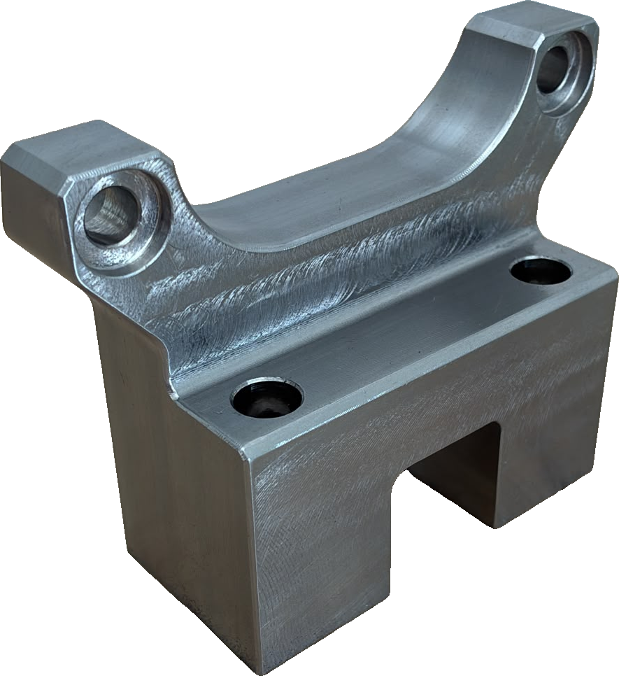 Soporte con asiento curvo — mecanizado CNC en Mecanizados Baixo Miño